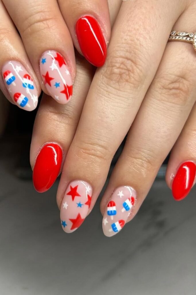 Popsicle and Star Nails