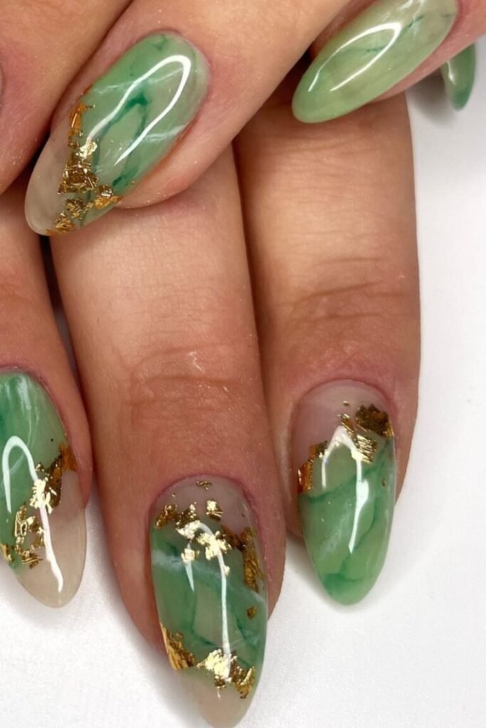 Rounded Jade Marble Nails