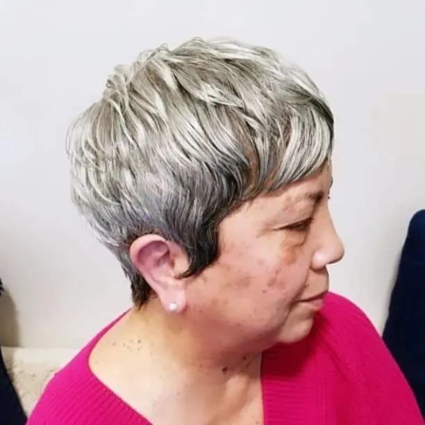 Salt And Pepper Pixie Cut For Round Face