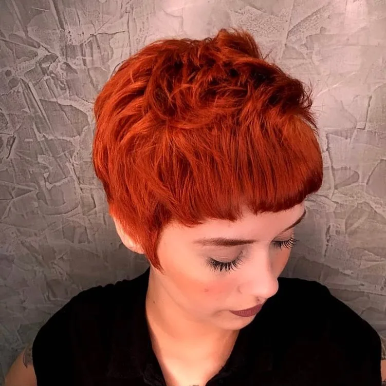 Sleek Straight Bang Pixie for Round Face