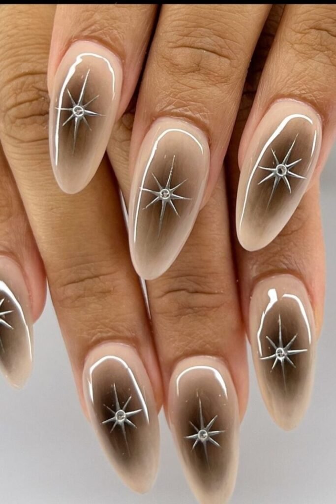 Smoky Ombre Nails with Starbursts