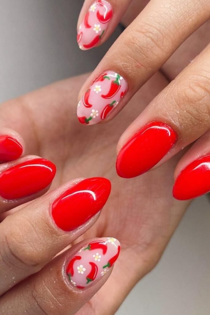 Spicy Chili Pepper Red Nails
