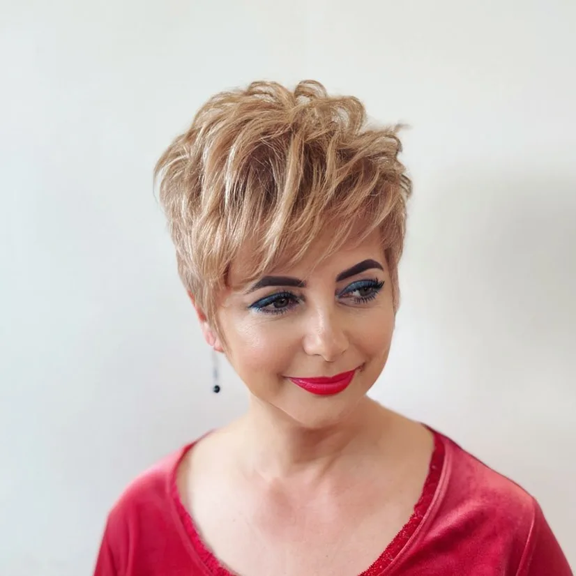 Spiky Textured Pixie for Round Face