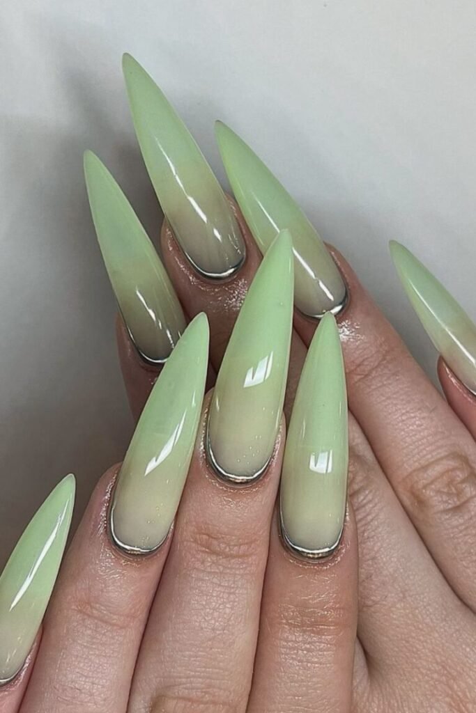 Stiletto Jade Ombre Nails