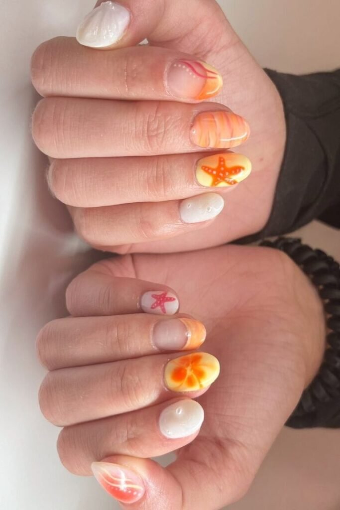 Sun Kissed Starfish Nails
