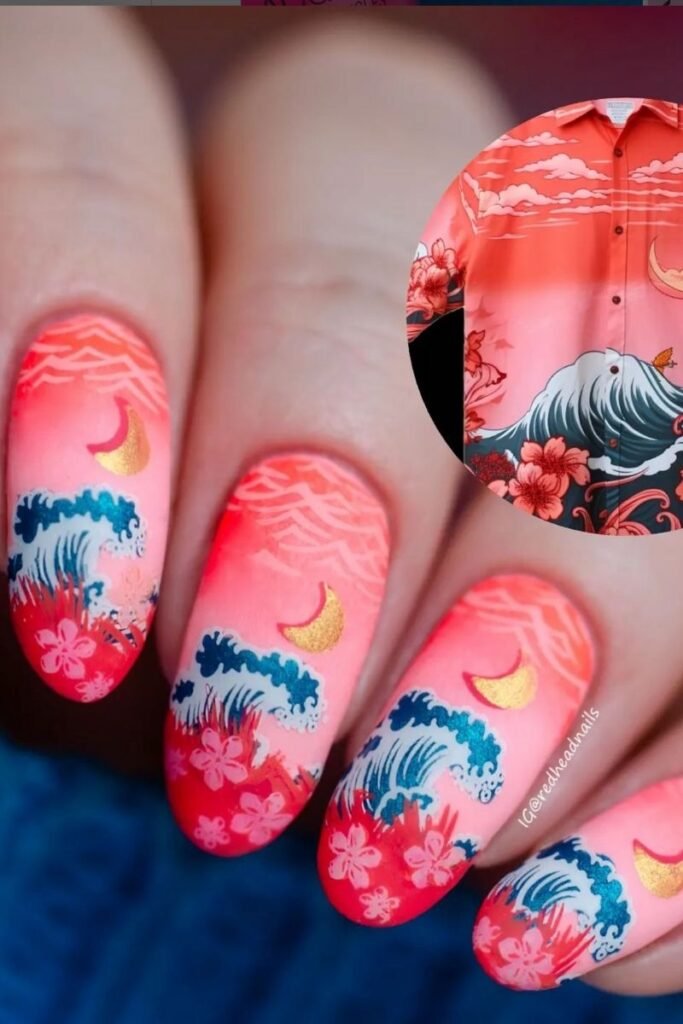 Sunset Wave Gradient Nails