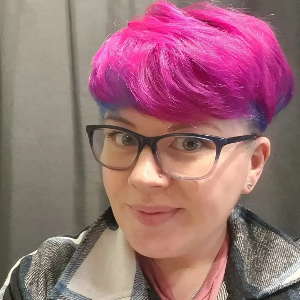 Vibrant Rainbow Pixie for Round Face
