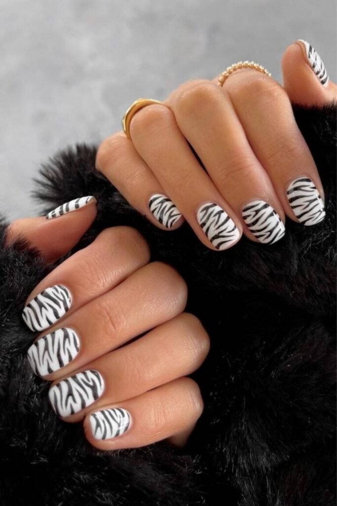 Bold Zebra Statement Nails