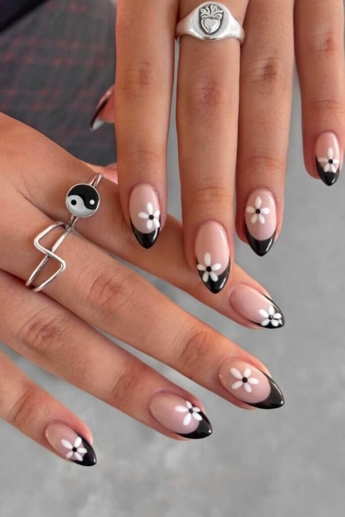 Dainty Floral French Tips