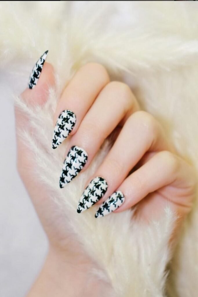 Houndstooth Glam Nails