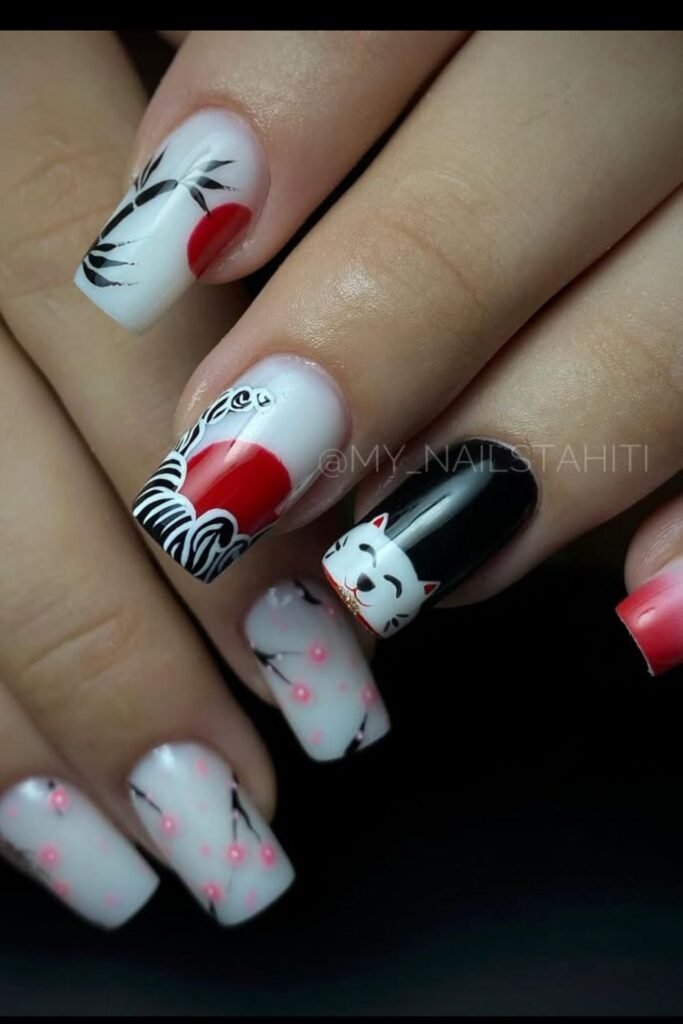 Maneki Neko and Minimal Japan Nails