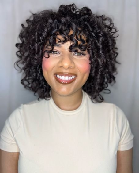 Medium Curly Cut with Bangs