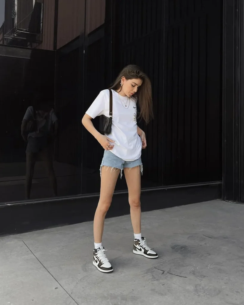 Oversized T Shirt Denim Shorts