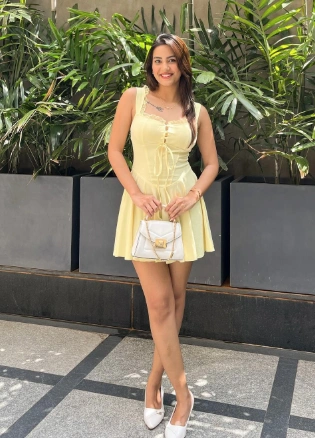 Yellow Fit Flare Dress White Heeled Mules White Crossbody Bag