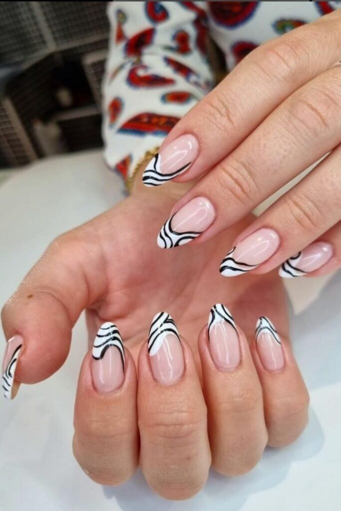Zebra French Nail Tips