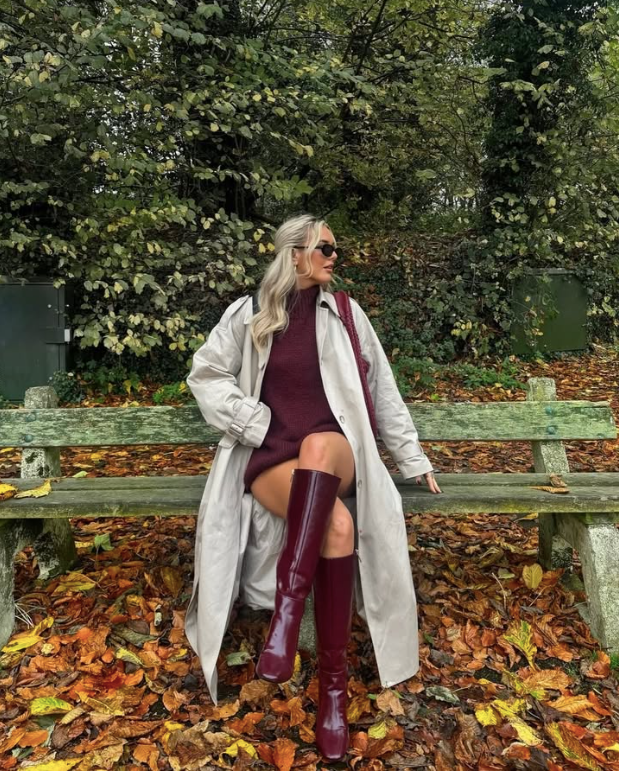 Burgundy Sweater Dress Season