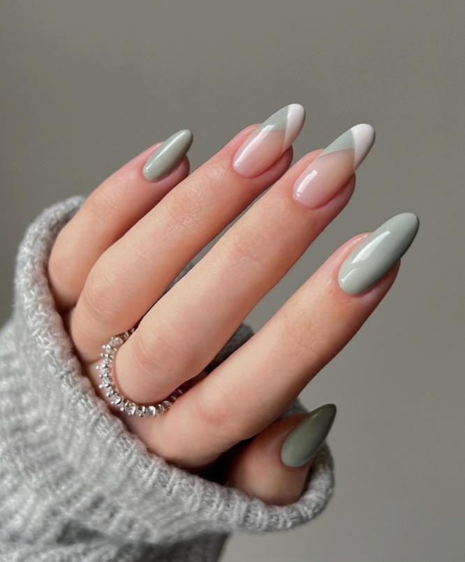 Chevron Sage Nail Tips