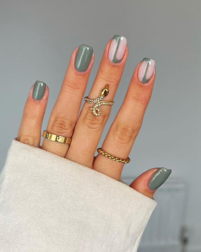 Dark Sage Nails