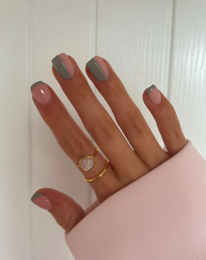 Glossy Dark Sage Nails