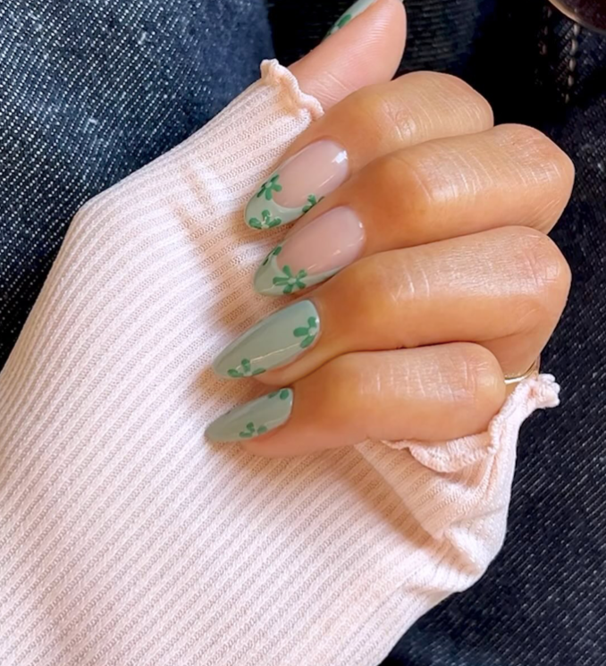 Sage Floral Nails