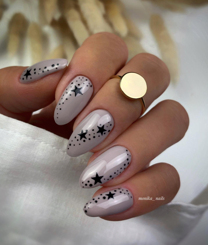 Starry Grey Nails