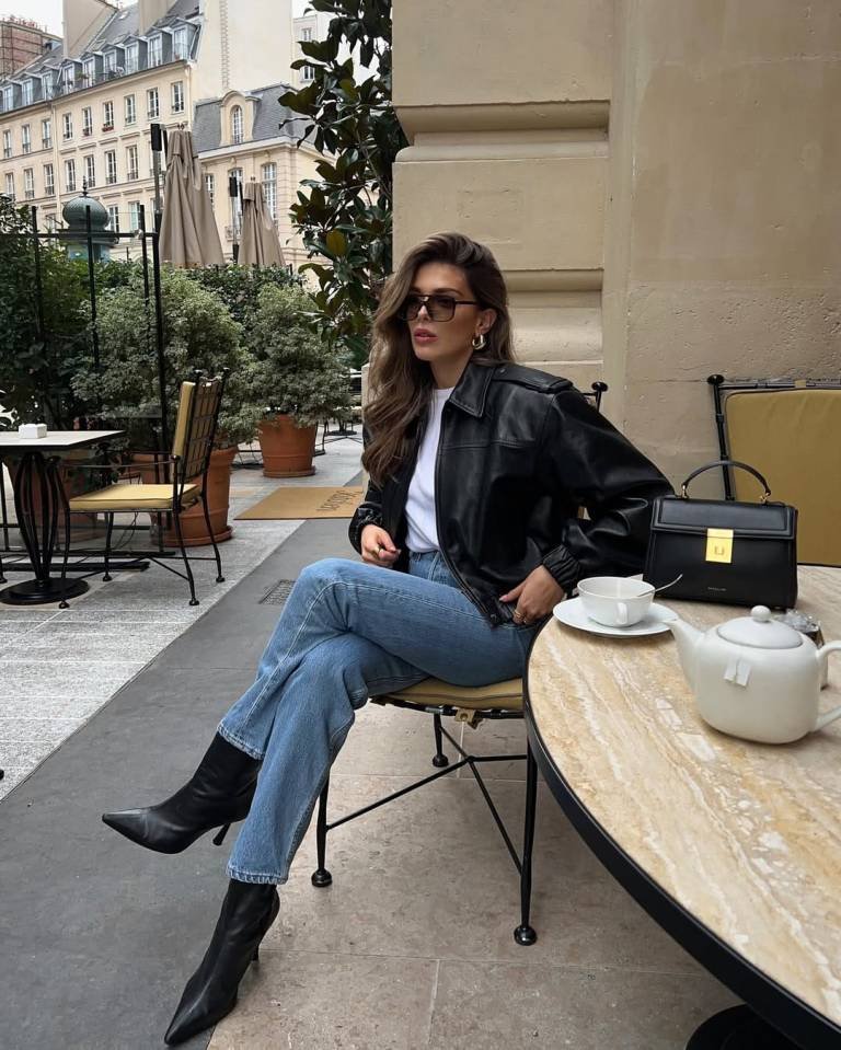 Black Leather Jacket Blue Jeans Black Boots