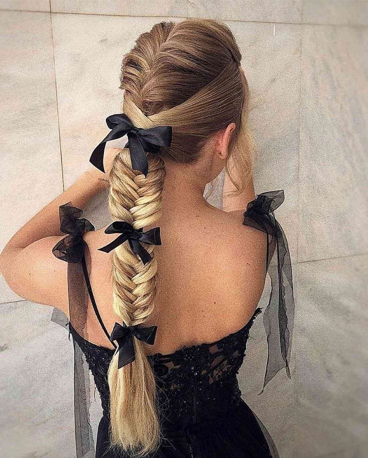 Braided Midnight Bow Elegance