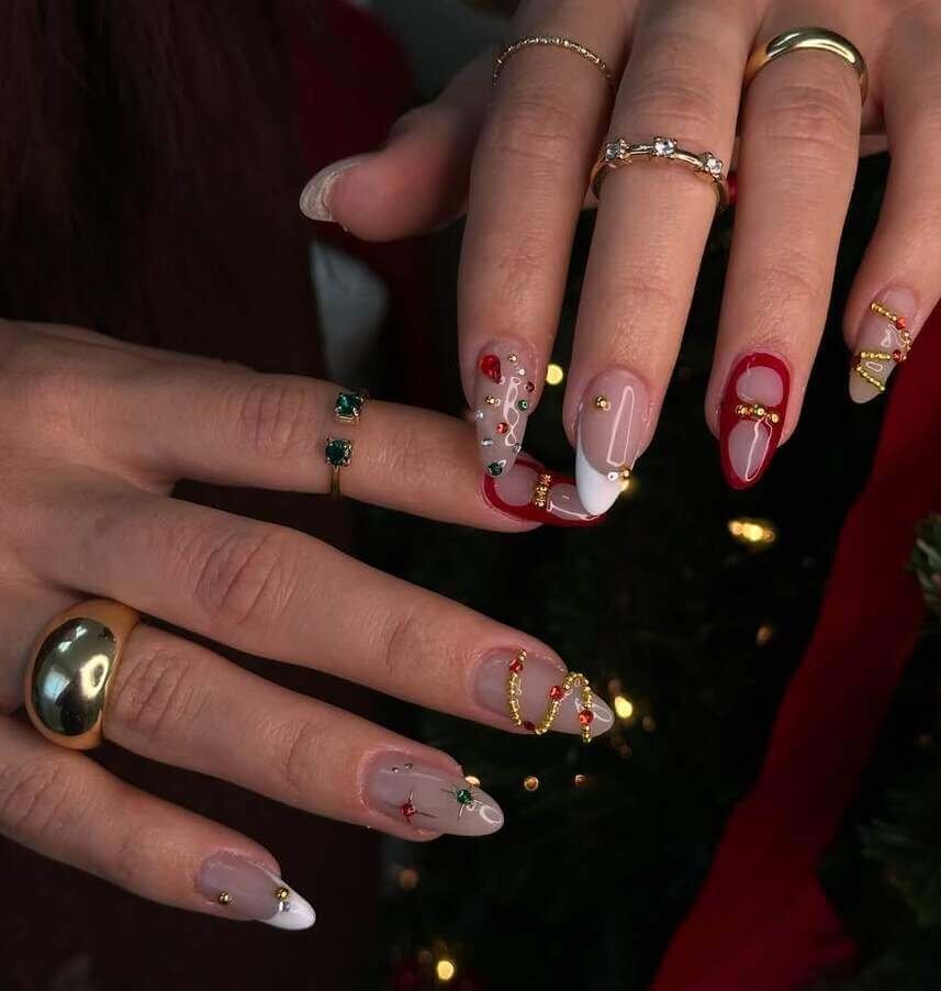 Christmas Ribbon Nails
