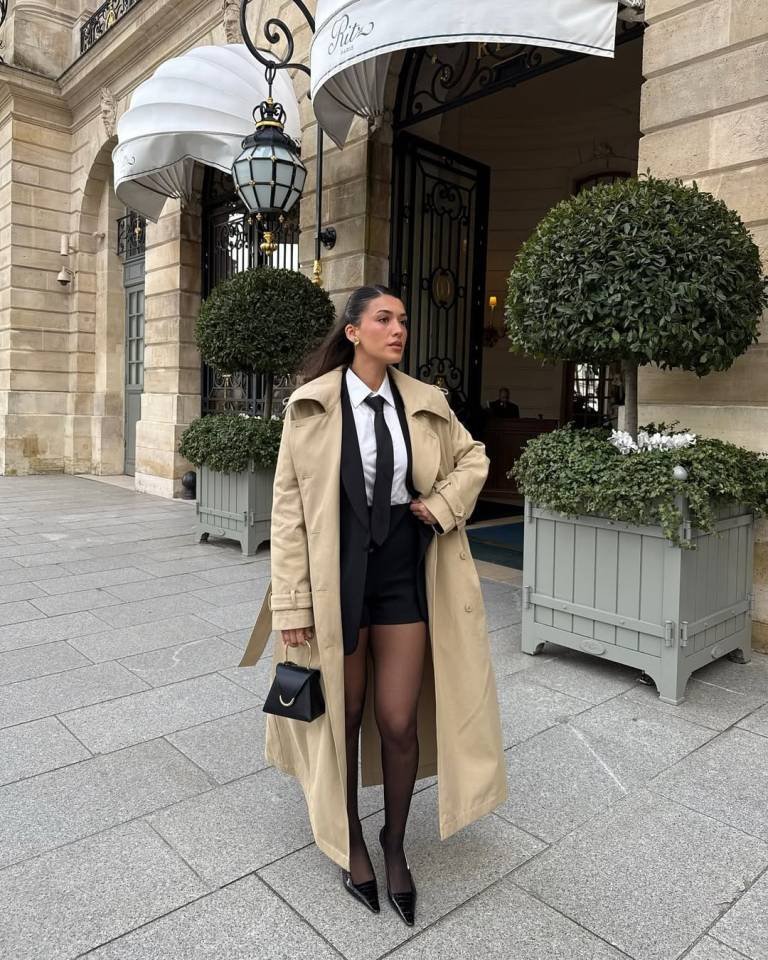 Classic Beige Trench Tailored Shorts Suit