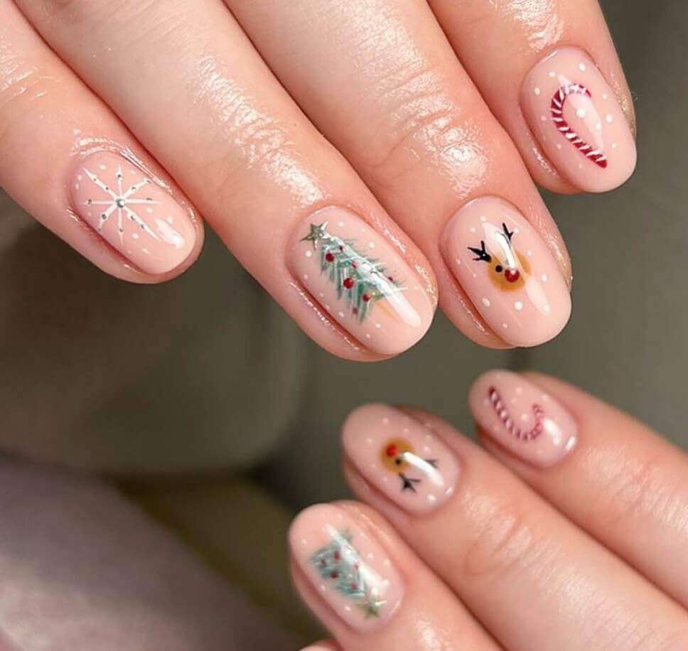 Classic Christmas Charm Nails