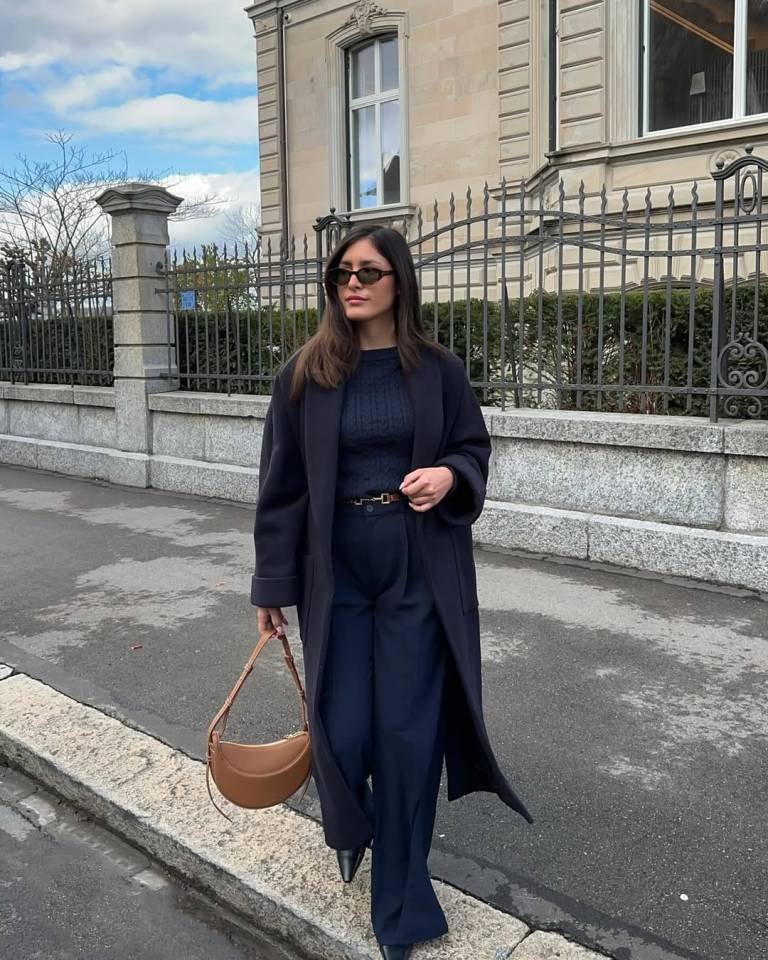 Classic Coat With Tonal Knits