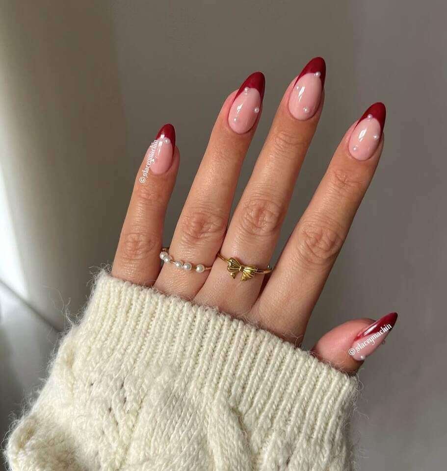 Classic Red French Nail Tips