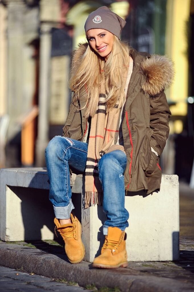 Cozy Fur Lined Parka Distressed Denim
