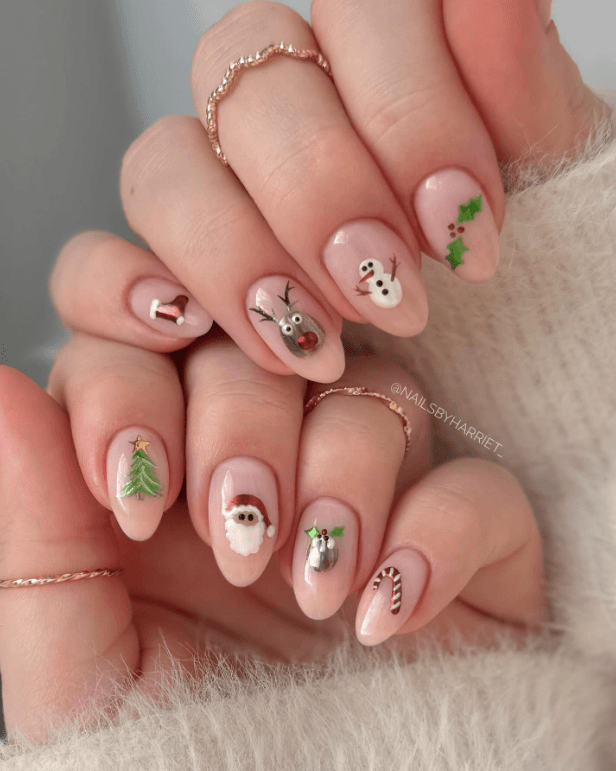 Cute Christmas Character Nails