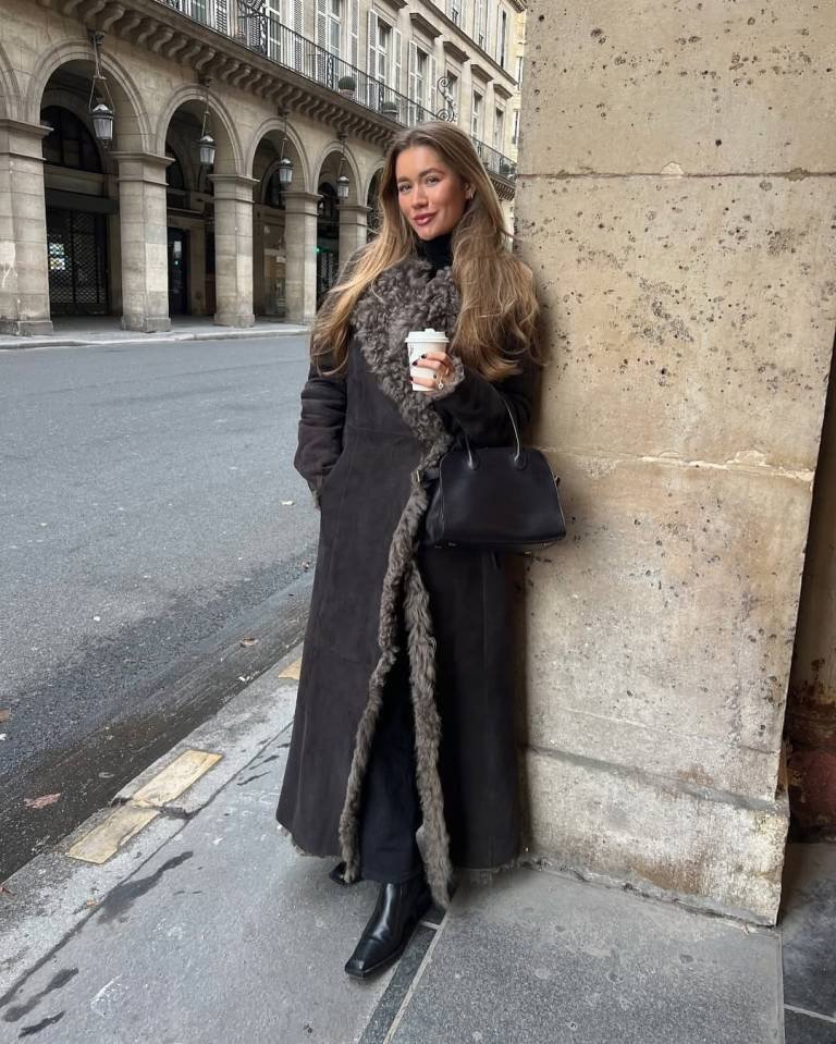 Dark Fur Trimmed Coat