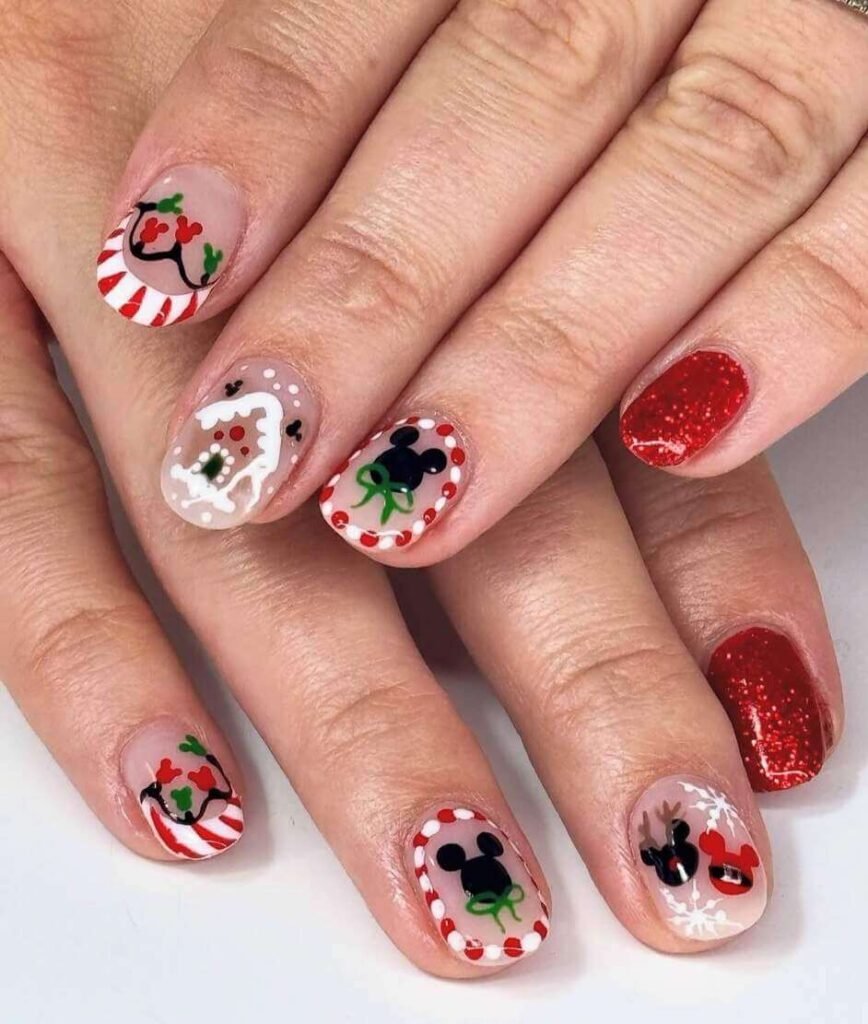 Disney Christmas Holiday Nails