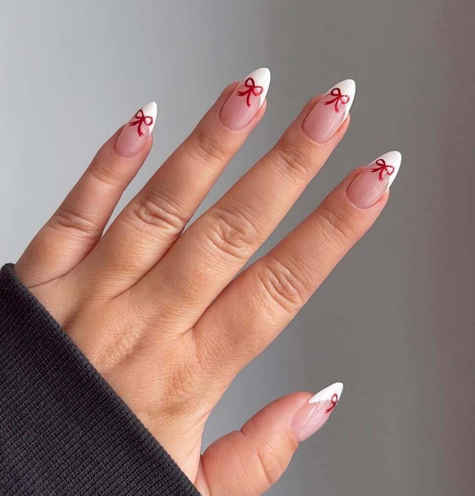 French Tips with Red Bows