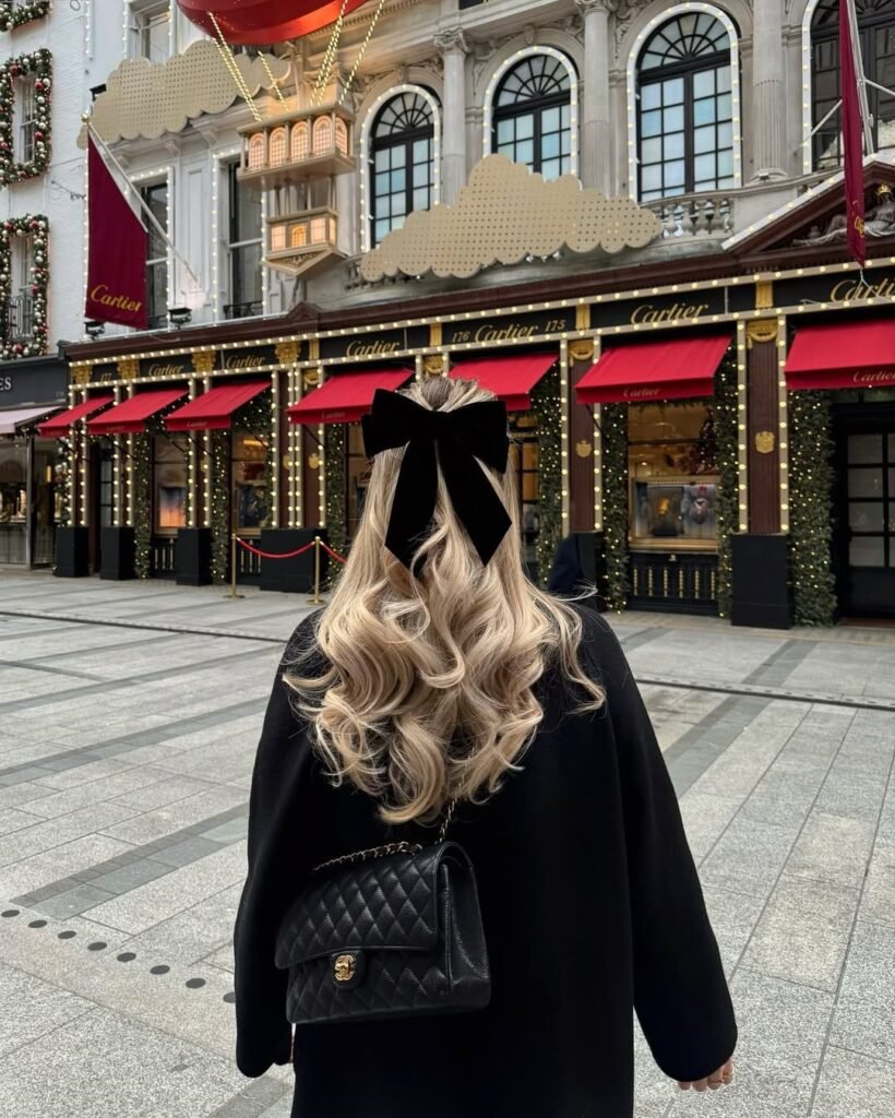 Frosted Curls Midnight Bow