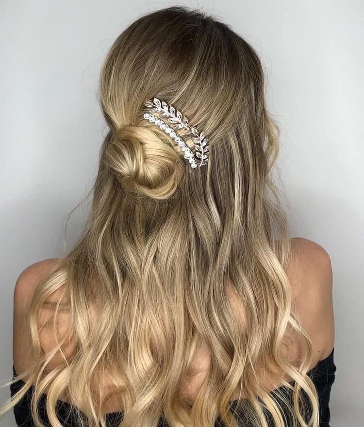 Half Up Bun with Sparkly Clips