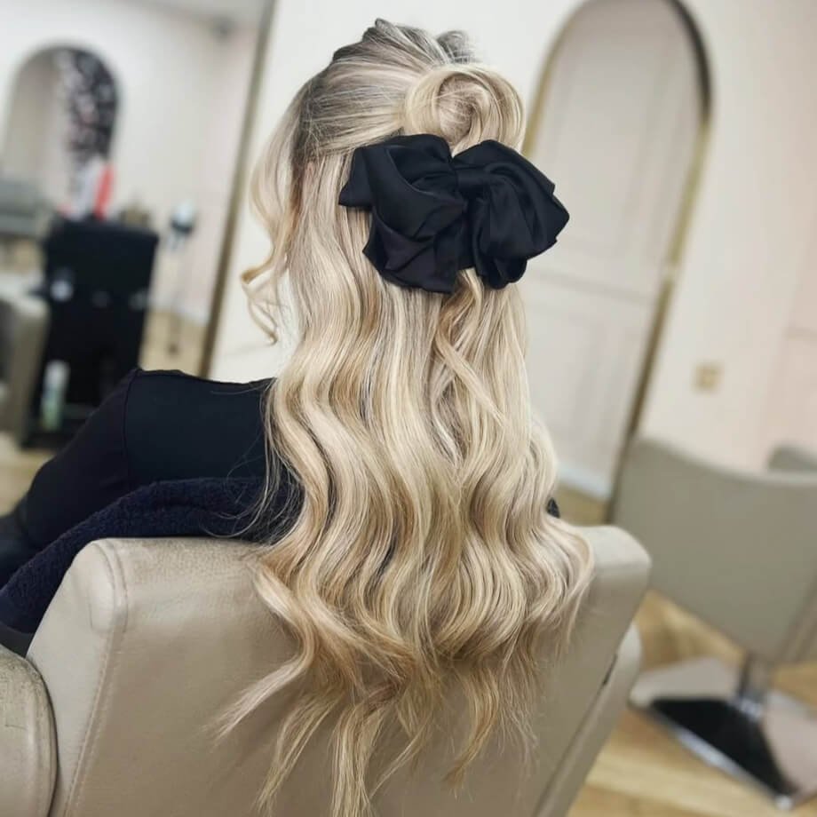 Half Up Waves with Oversized Bow
