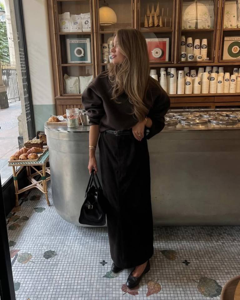 Luxe Chocolate Sweater with Wide Leg Trousers