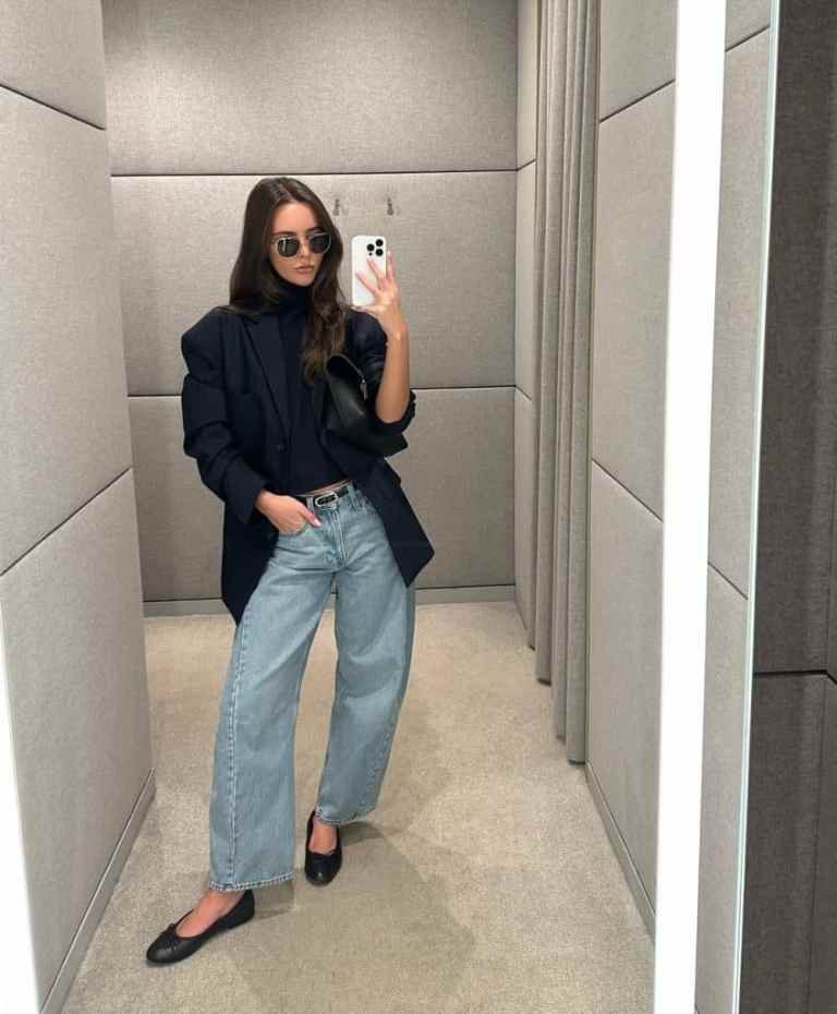 Navy Blazer Light Barrel Jeans