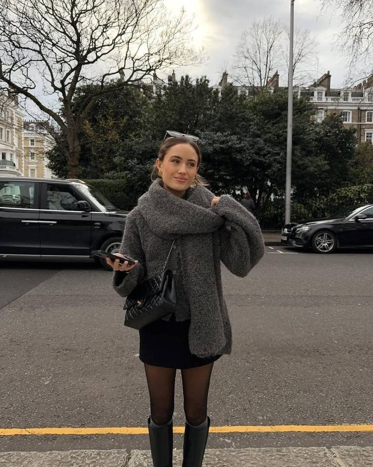 Oversized Wool Sweater and Fluffy Scarf