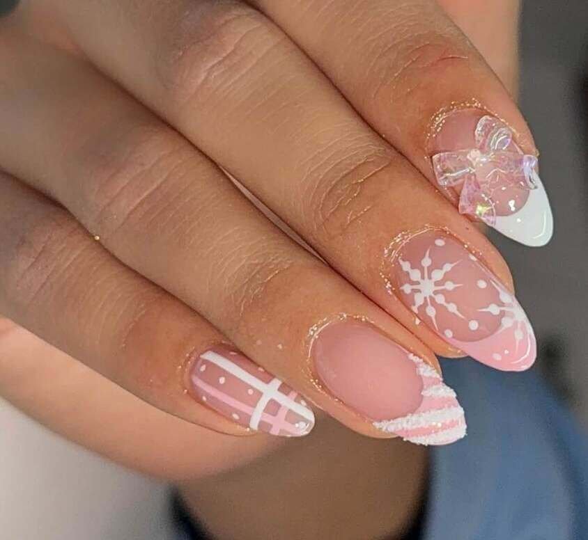 Pastel Christmas Present Nails