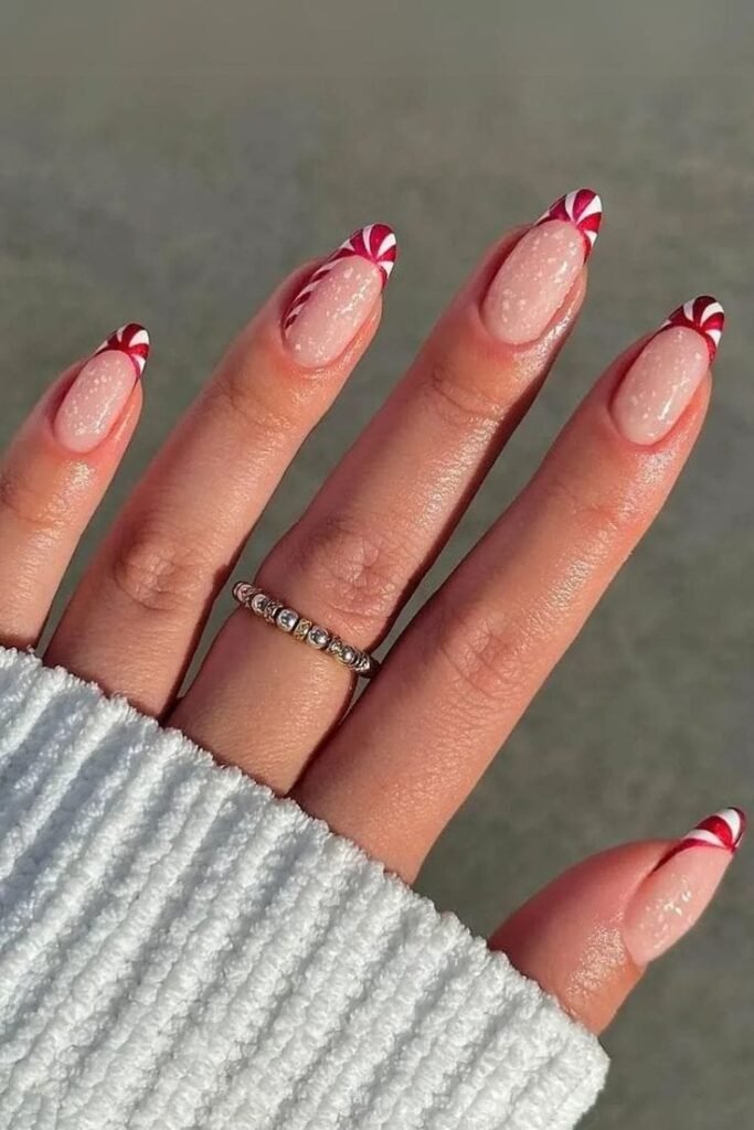 Peppermint Swirl Tips on a Pink Base