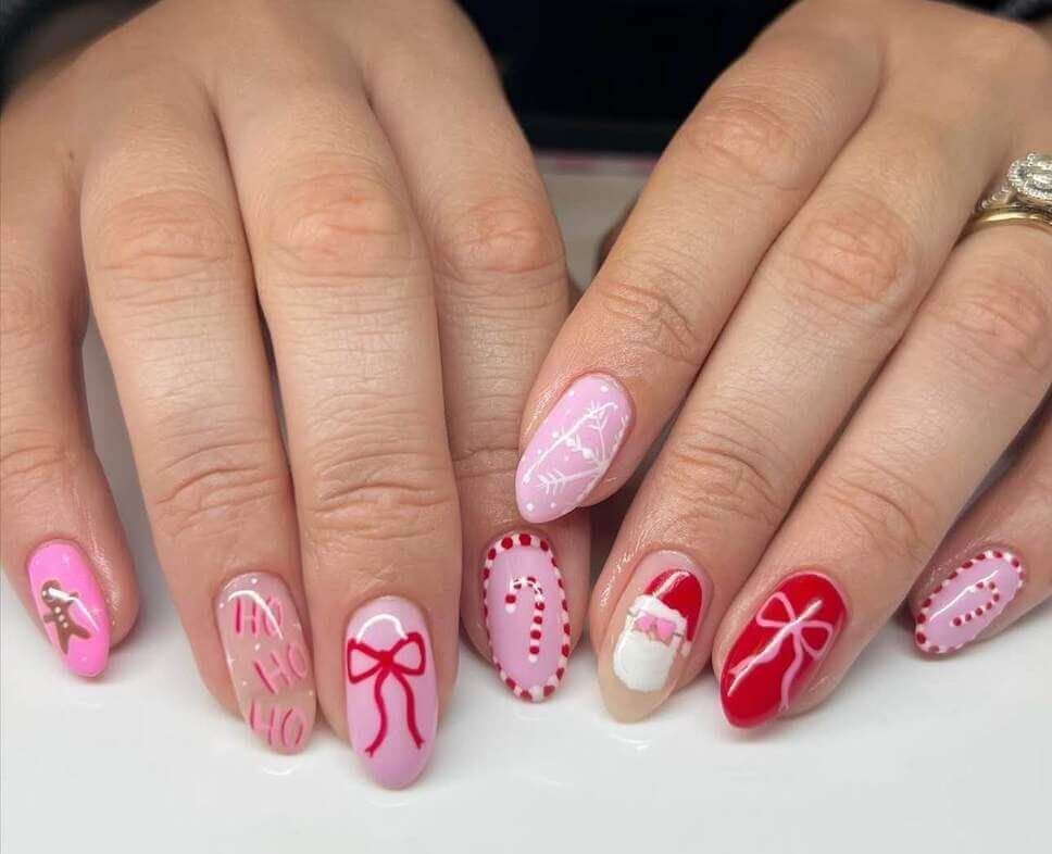 Pink Christmas Nails