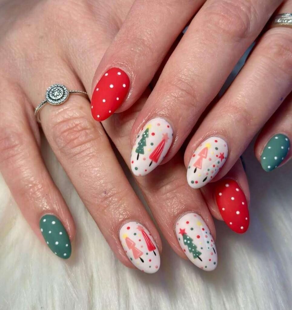 Playful Christmas Tree Nails