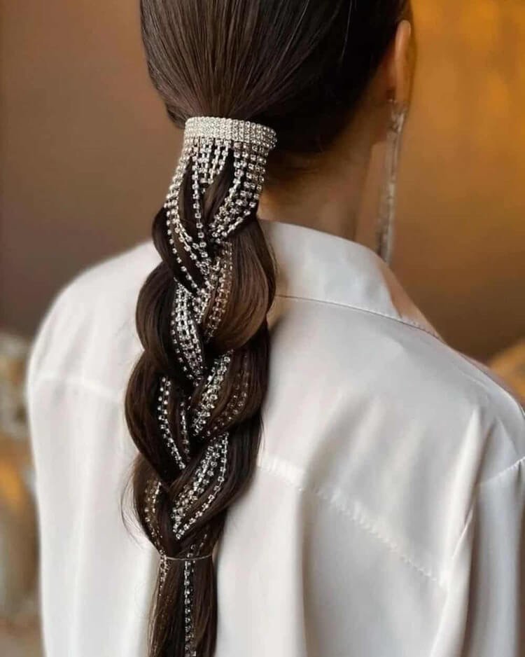 Rhinestone Braid Ponytail