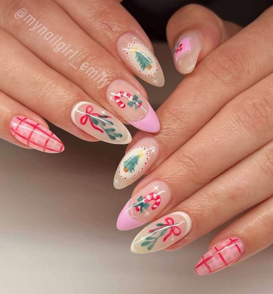Whimsical Christmas Mix Nails