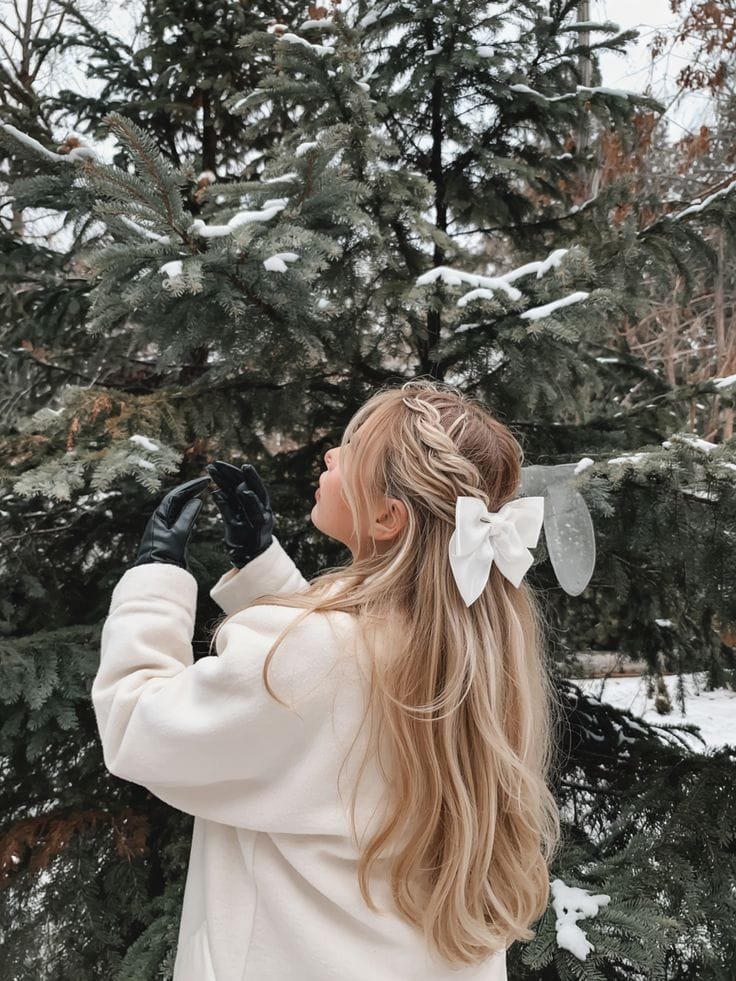 Winter Frost Bow Half Up